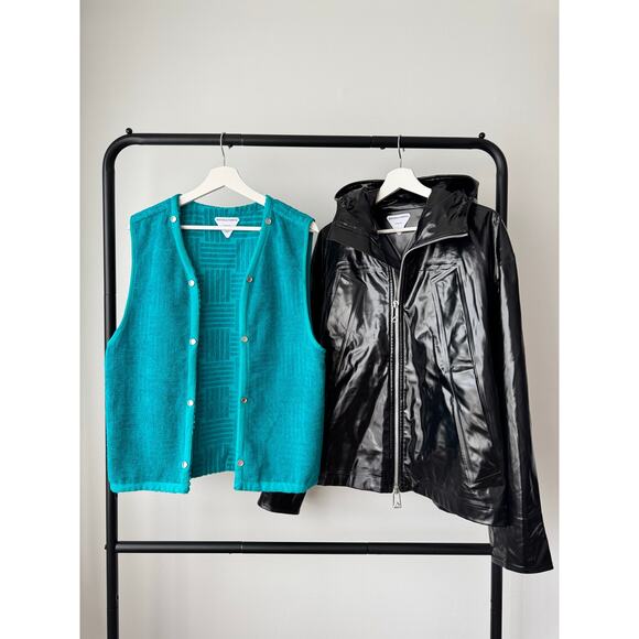 Bottega Veneta Rubber Glossy Black Vinyl Jacket Detachable Vest - Picture 2 of 10